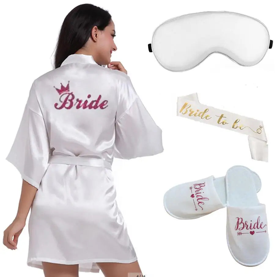 Peignoir en Satin à Paillettes de Mariée