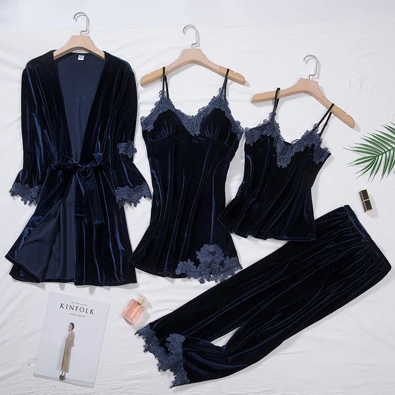 Ensemble Pyjama en Dentelle Manches Longues