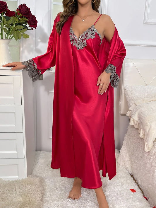 Ensemble Pyjama en Dentelle Col en V Sexy #2