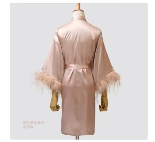 Peignoir en Satin Col en V