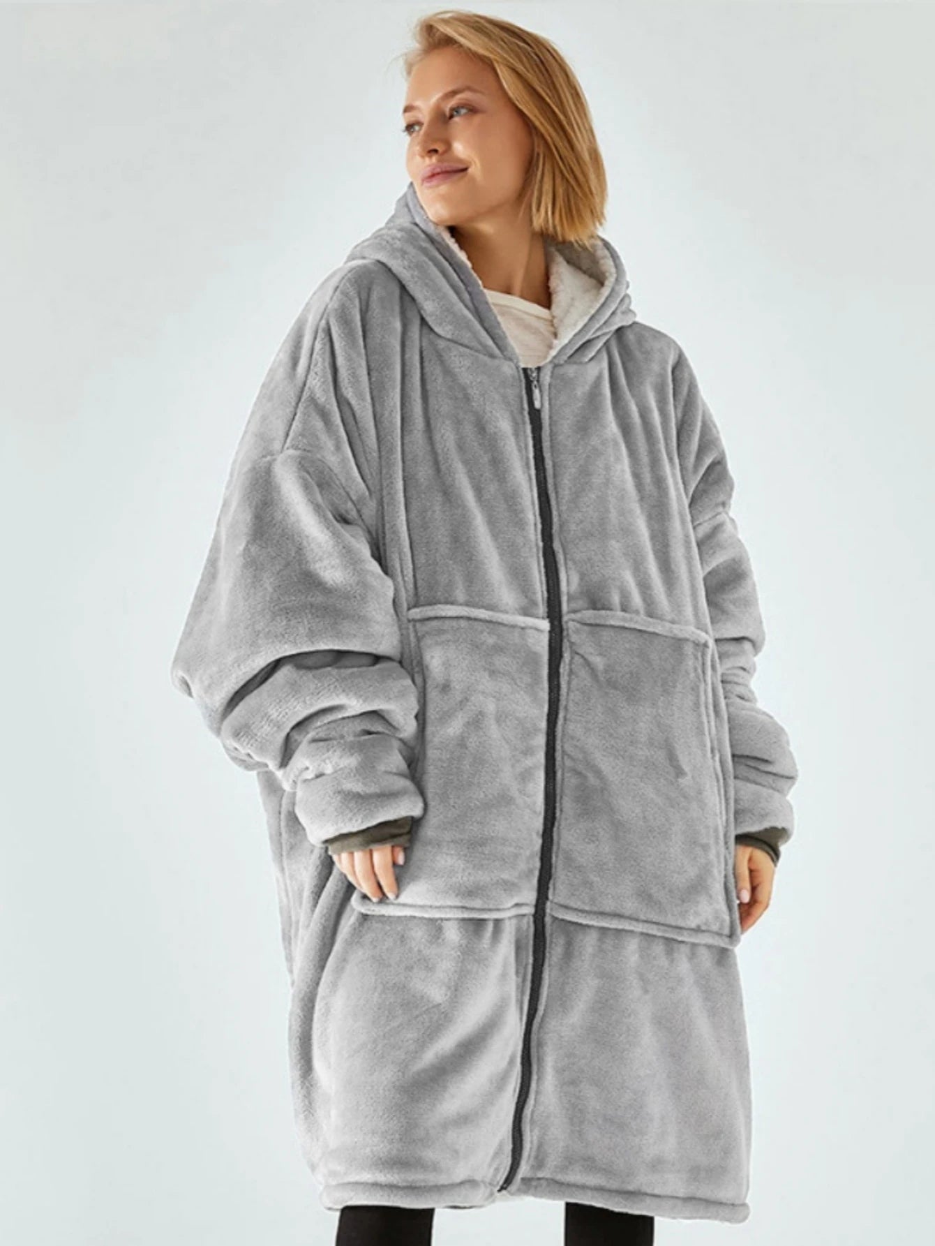 Chemise de Nuit en Flanelle à Capuche