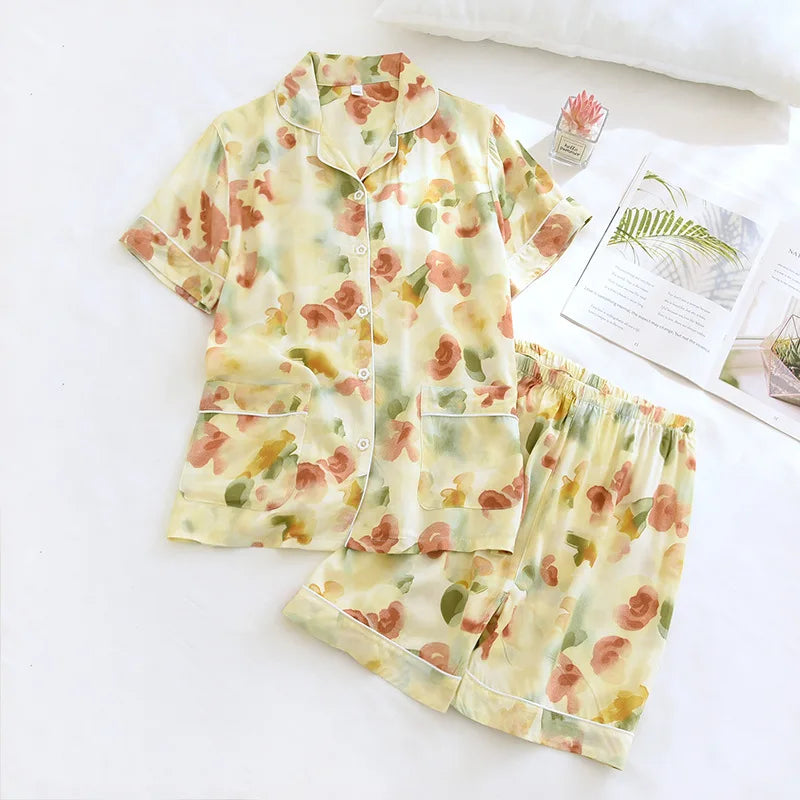 Ensemble Pyjama en Viscose Manches Longues d'été