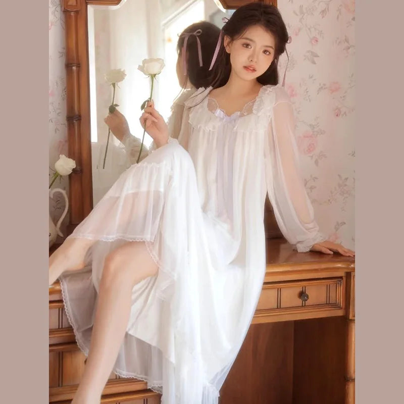 Ensemble Pyjama en Dentelle Manches Longues Grande Taille