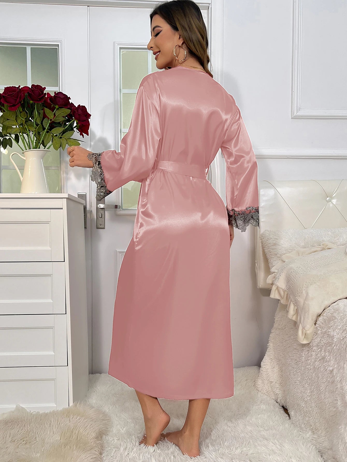 Ensemble Pyjama en Dentelle Col en V Sexy #2